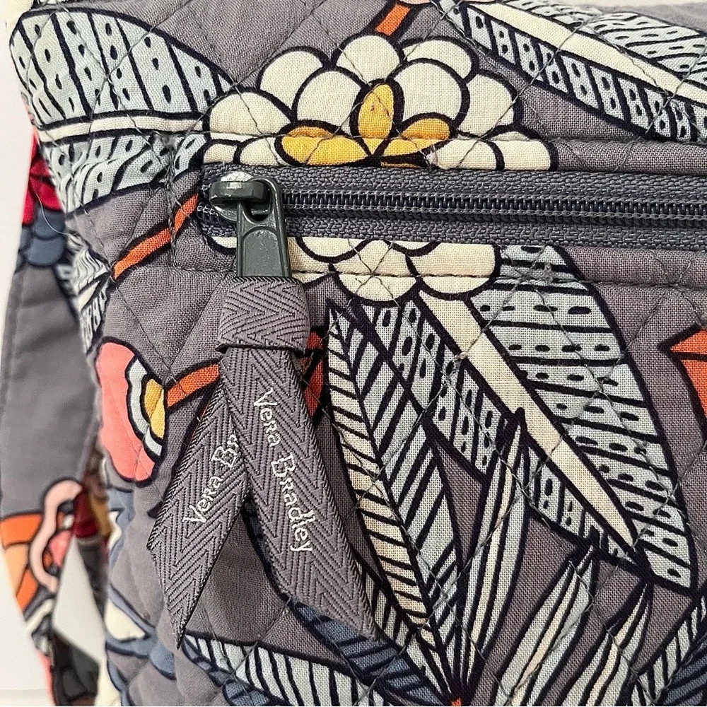 Vera Bradley Quilted Crossbody Bag Gray Floral Retired Pattern - Picture 7 of 14